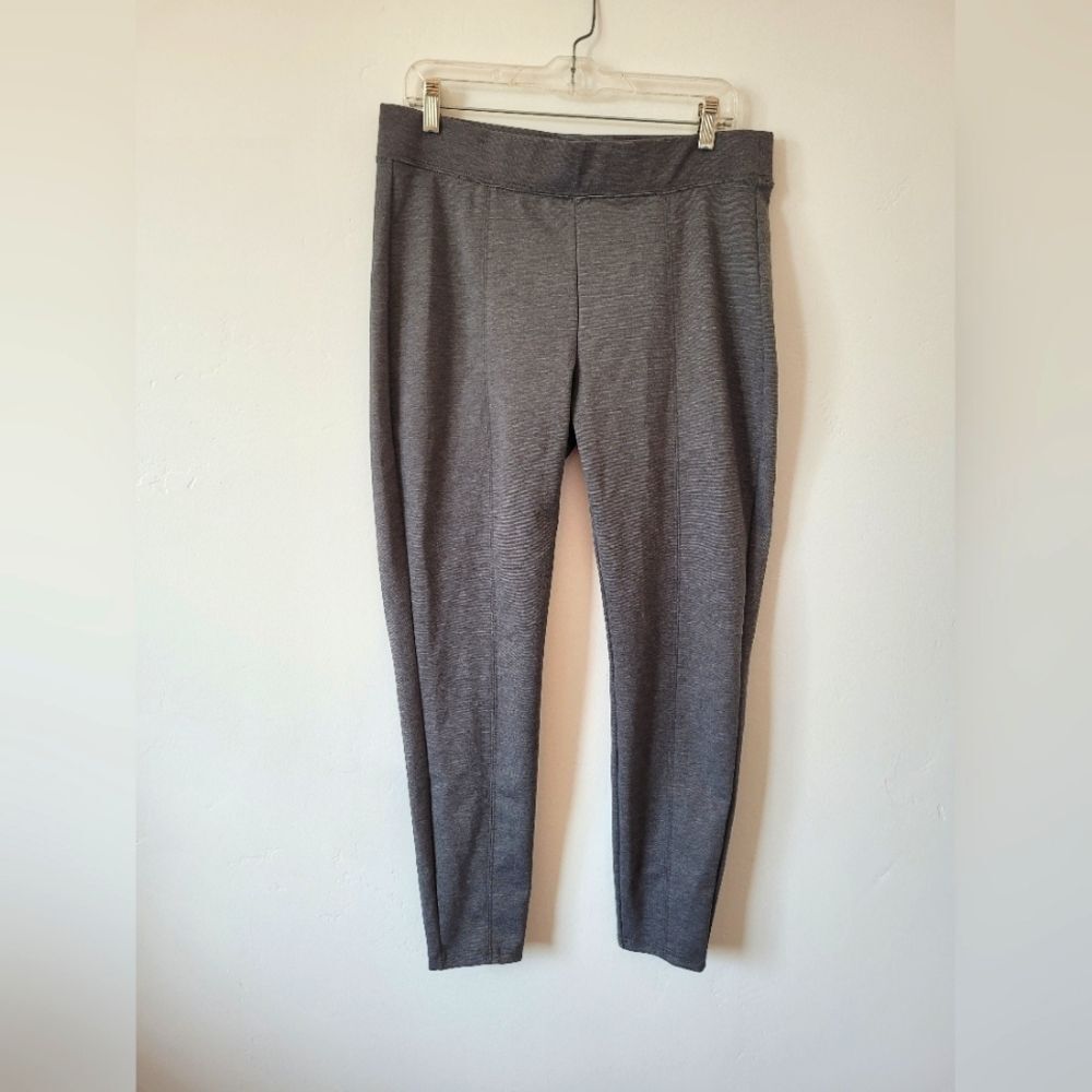 Maurices Stretchy Knit Trouser Pants Gray High Waist Slim Office Minimalist L R